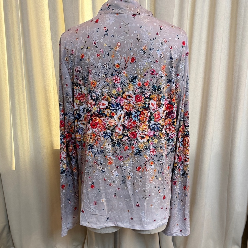 Acegolfs XXXL Floral Print gray  Long Sleeve quarter zip like new - Picture 2 of 9